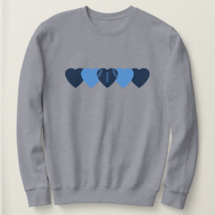 Sudadera Corazones de fútbol azules oscuros y claros