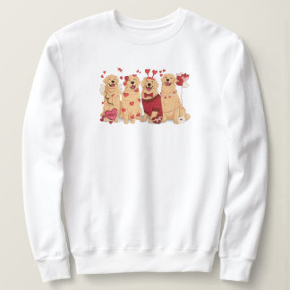 Sudadera Corazones de Golden Retriever Romántico y Gráfico 