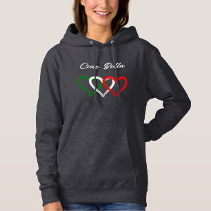 Sudadera Corazones italianos   Ciao Bella   Tu texto