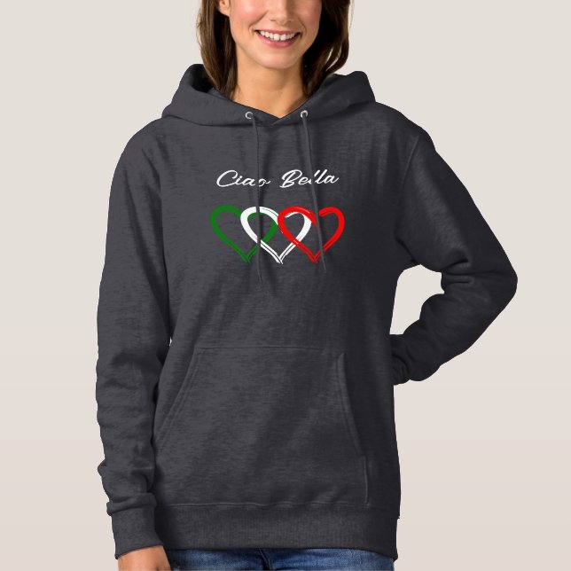 Sudadera Corazones italianos | Ciao Bella | Tu texto (Anverso)