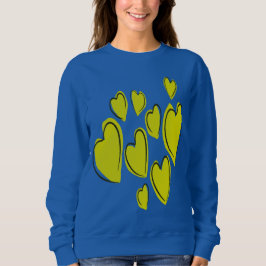 Sudadera Corazones Lindos Dibujados a Mano Amarillo Intenso