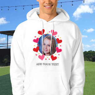 Sudadera Corazones Rojos de Amor Foto Personalizada con Tex