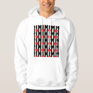 Sudadera Corazones rojos negros en franjas blancas negras