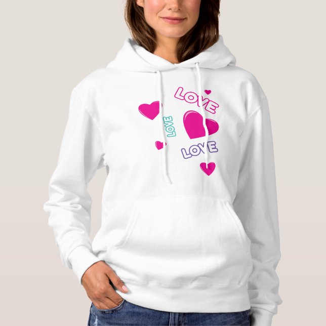 Sudadera Corazones rosados y amor - diseño romántico (Anverso)