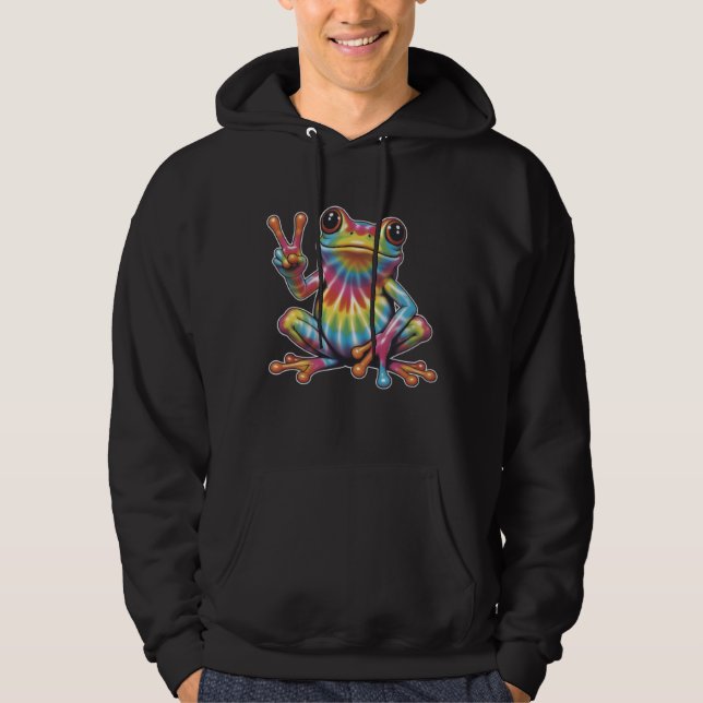 Sudadera Corbata divertida de hippie con signo de paz de ra (Anverso)