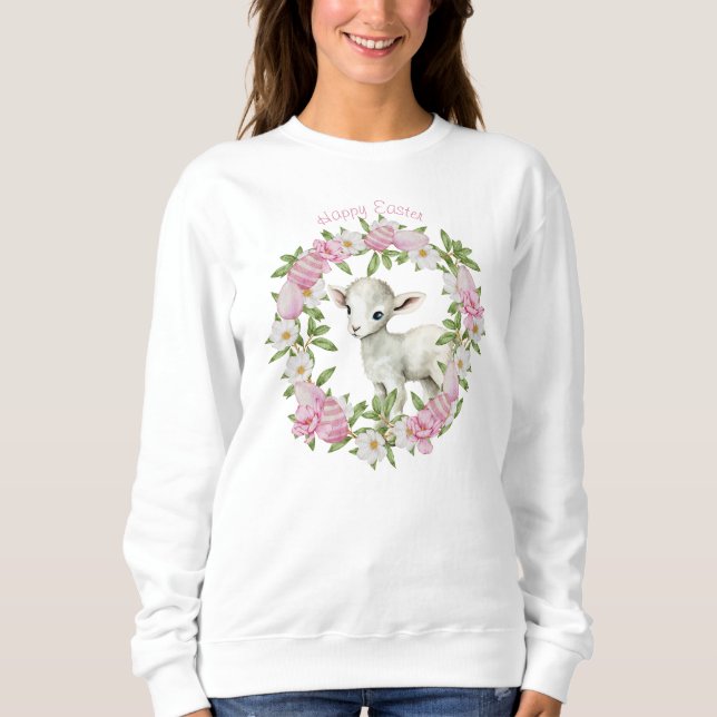 Sudadera Cordero de Pascua Personalizado Acuarela (Anverso)