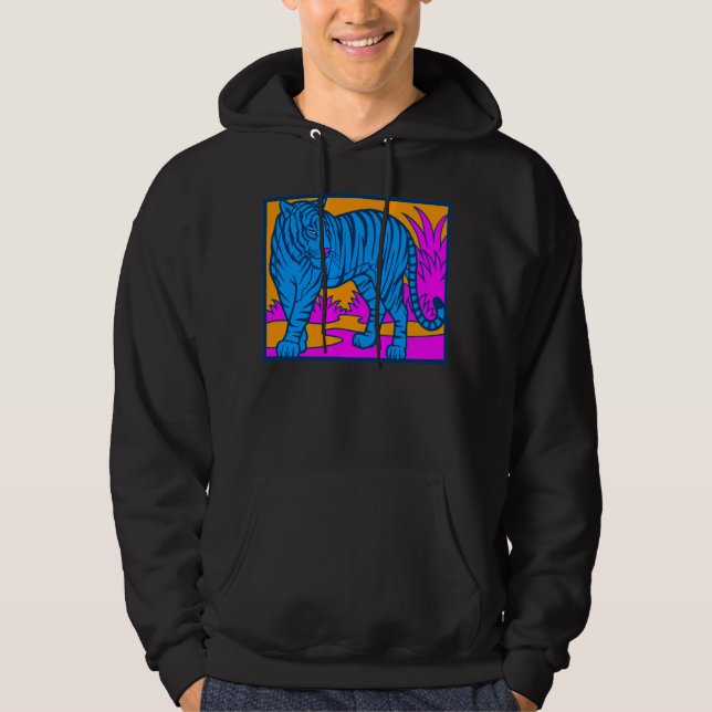 SUDADERA COREY TIGER '80 RETRO JUNGLE TIGER SCAPE BLUE (Anverso)