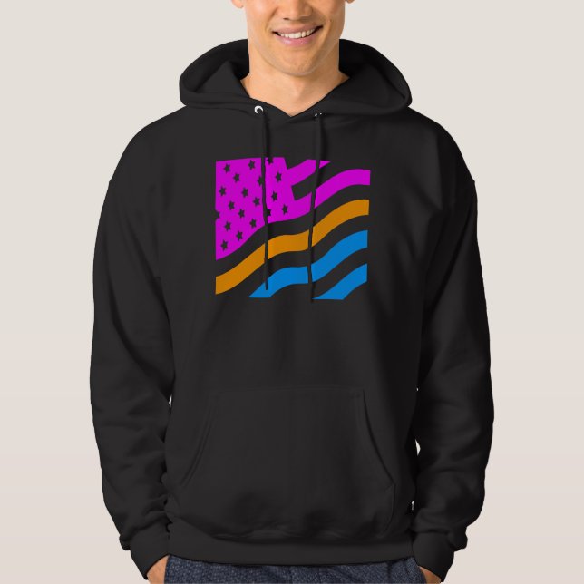 Sudadera COREY TIGER BANDERA NEÓN RETRO USA '80s (Anverso)