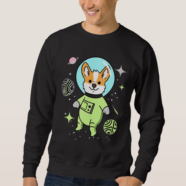 Sudadera Corgi Agénero En El Orgullo Espacial Agénero (Anverso)
