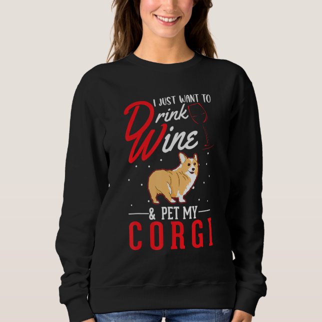 Sudadera Corgi And Wine (Anverso)