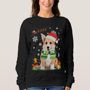 Sudadera Corgi Árbol de Navidad Corgi Santa Hat ilumina Nav