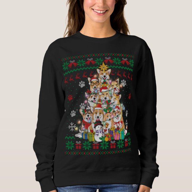 Sudadera Corgi Christmas Tree Fairy Ilumina Santa Dog Lover (Anverso)