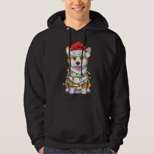 Sudadera Corgi Christmas Tree Lights Santa Hat Dog
