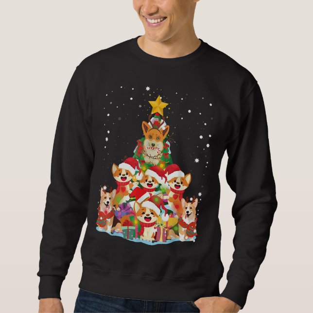 Sudadera Corgi Christmas Tree Ornament Tee Para Navidades (Anverso)