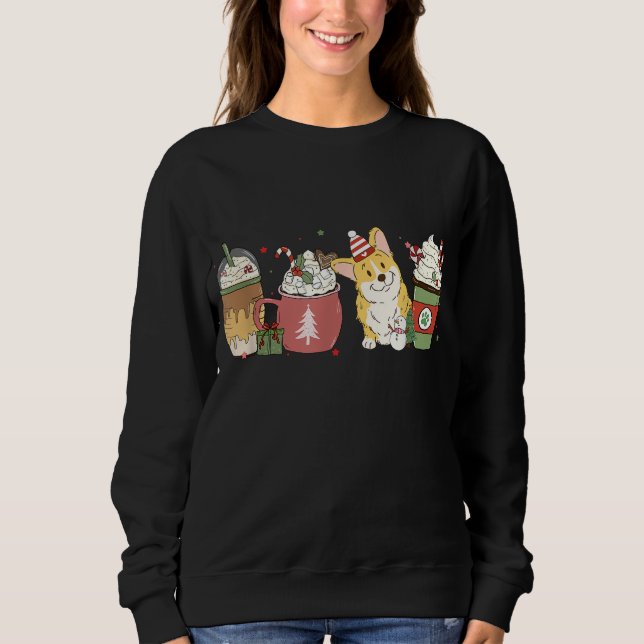 Sudadera Corgi Coffee Latte Navidades de invierno Perro Mam (Anverso)