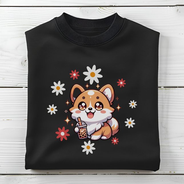Sudadera Corgi Dog Boba Tea Bubble Tea Lovers (corgi floral bubble tea boba tea lovers sweatshirt gift)