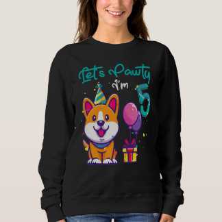Sudadera Corgi Dog de 5 años 5 cumpleaños vamos a Fiesta