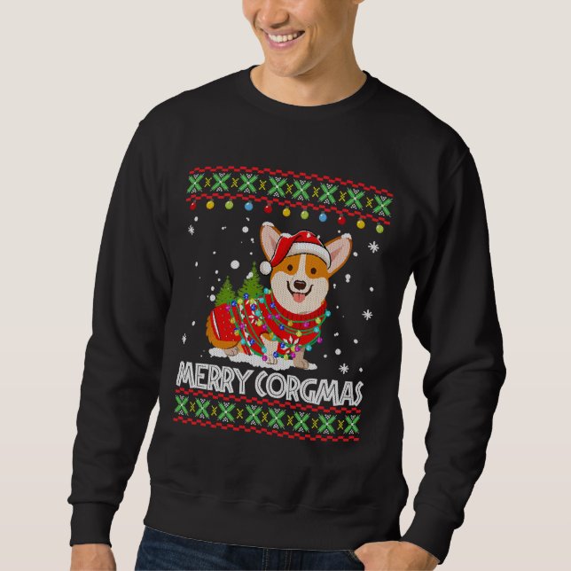 Sudadera Corgi Dog Merry Corgmas Santa (Anverso)
