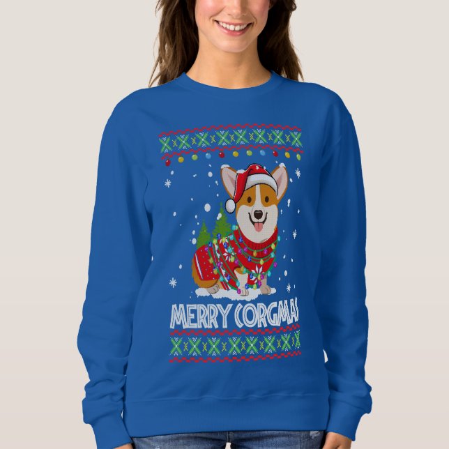 Sudadera Corgi Dog Merry Corgmas Santa Corgi Ugly Christmas (Anverso)