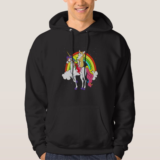 Sudadera Corgi Dog Space Galaxy Rainbow Corgicorn (Anverso)