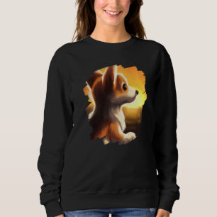 Sudadera Corgi Dog Sunset Vintage Retro Corgis Perros 1