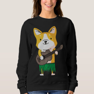 Sudadera Corgi Dog Ukulele Luau Hawaii