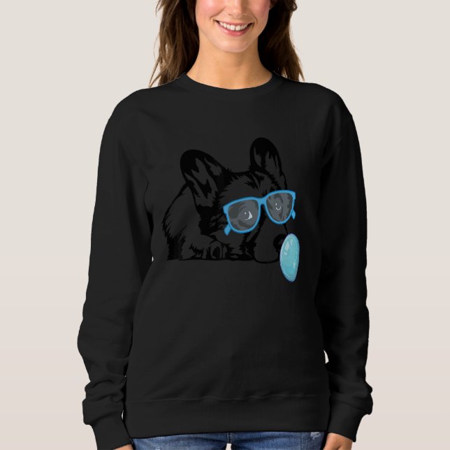 Sudadera Corgi dog with with bubble gum glasses  Corgi boys (Anverso)