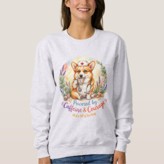 Sudadera Corgi Enfermera Adorable Acuarela Coraje Cafeína 