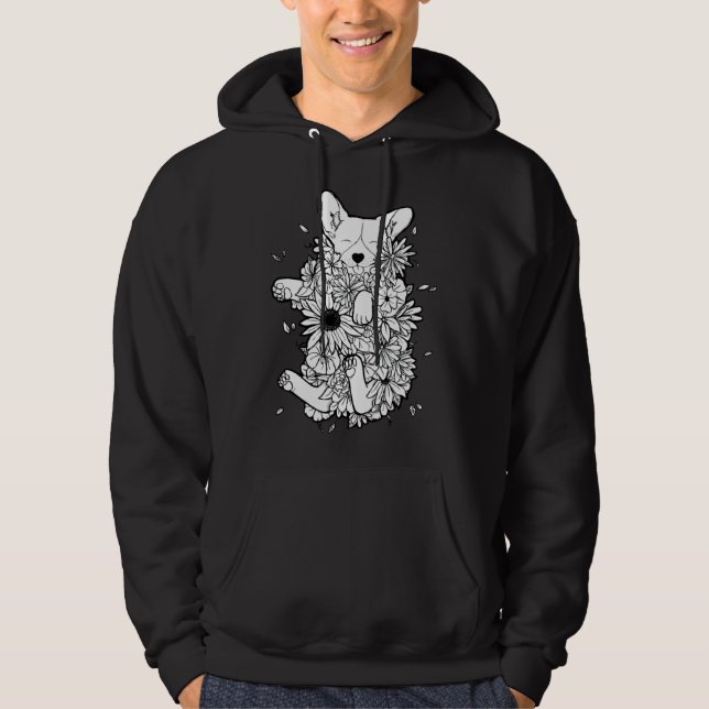 Sudadera Corgi floral (Anverso)
