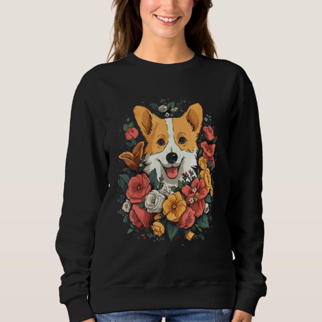 Sudadera Corgi Flower Bouquet T Shirt (Anverso)