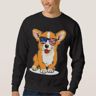 Sudadera Corgi Gafas De Sol Bandera De Merica El Patriótico