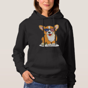 Sudadera Corgi Gafas De Sol Bandera De Merica El Patriótico