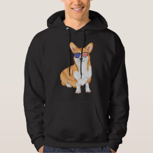 Sudadera Corgi Gafas de sol Perro Bandera Americana