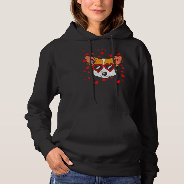 Sudadera Corgi galés Cara Glasses Cute Dog (Anverso)