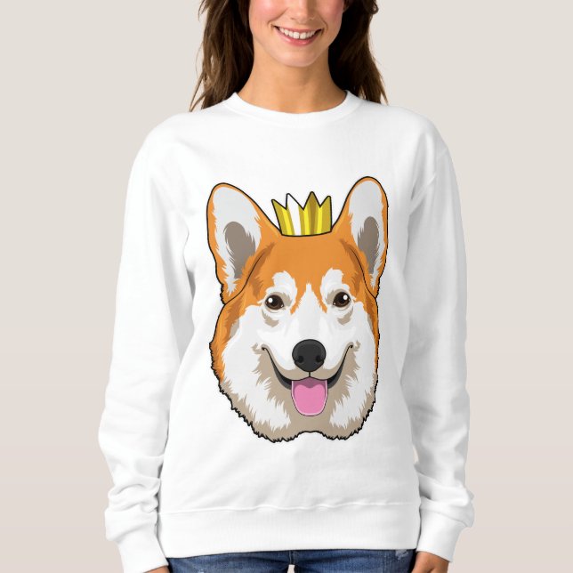 Sudadera Corgi galés con corona (Anverso)