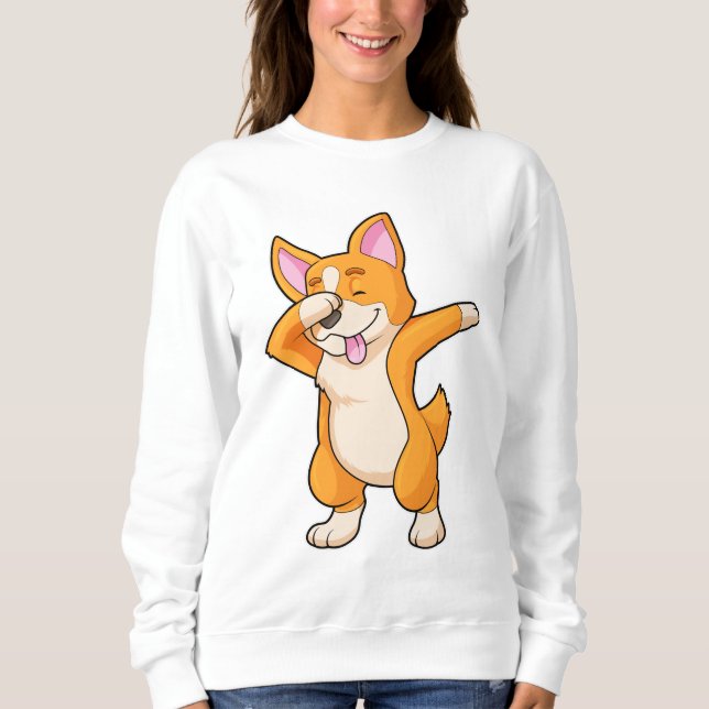 Sudadera Corgi galés en Hip Hop Dance Dab (Anverso)