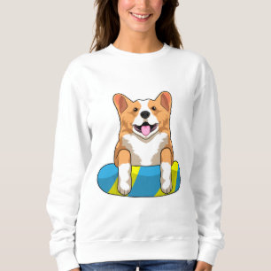 Sudadera Corgi galés en Natación con Pizarra