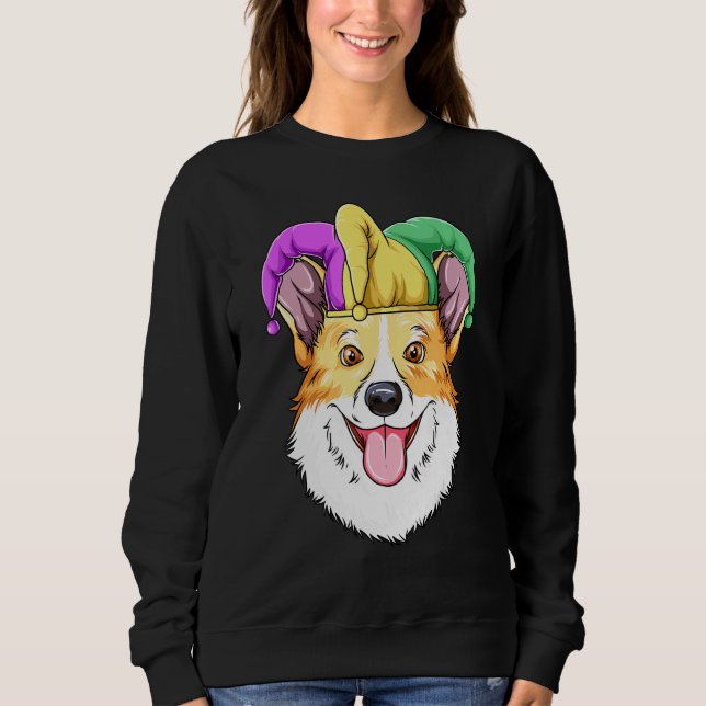 Sudadera Corgi Gorra del Carnaval Mardi Gras Corgi (Anverso)