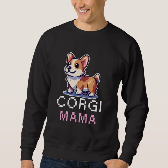 Sudadera Corgi Mama Pixel Art Cute Dueño Perro Mujeres Masc (Anverso)