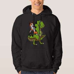Sudadera Corgi Montando Perro Gracioso de Dinosaurio T-Rex