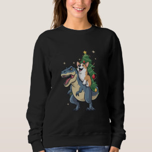 Sudadera Corgi Navidad Dinosaurio Árbol Rex Fiesta Navidad 