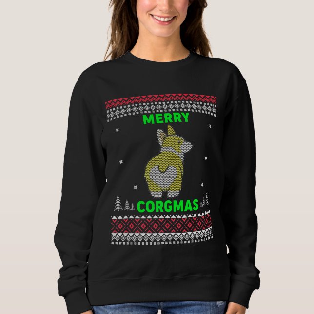 Sudadera Corgi Navidades Merry Corgmas Corgi Ugly (Anverso)