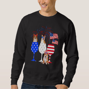 Sudadera Corgi Perro 4 De Julio Conjunto Vino Azul Rojo G
