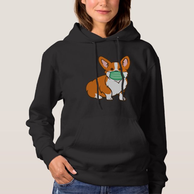 Sudadera Corgi Perro Cara Máscara Antivirus de distanciamie (Anverso)