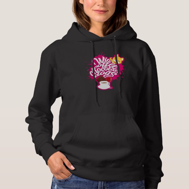 Sudadera Corgi Perro Corgi Perro Bebiendo Café Vino Rojo (Anverso)