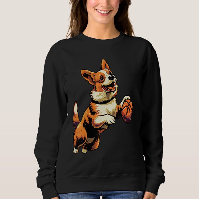 Sudadera Corgi Puppy Basketball  Design for Men Women and K (Anverso)