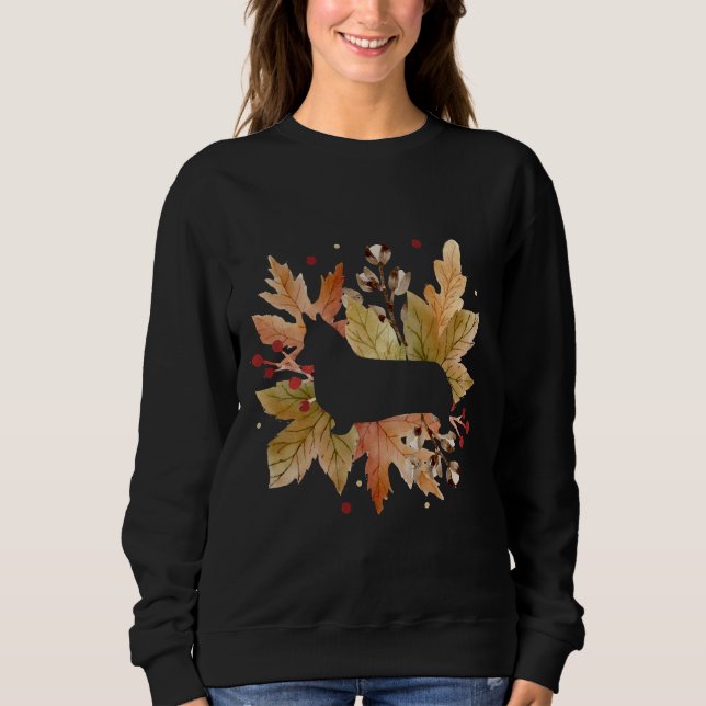 Sudadera Corgi Silhouette Autumn Leaves  829 (Anverso)