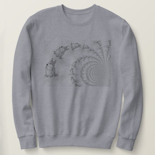 Sudadera corgi Spiral - masculina (Anverso del diseño)