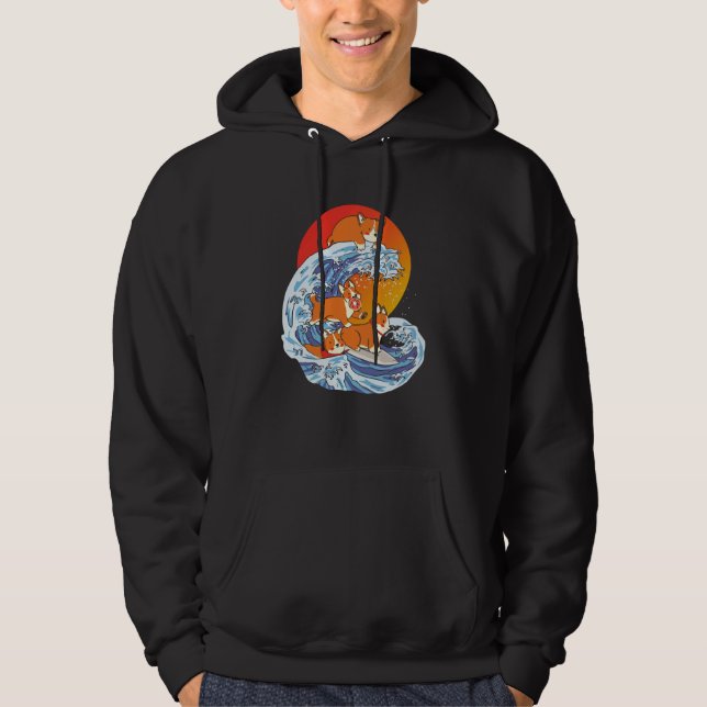 Sudadera Corgi Surfer Surfing Surf Board Corgi  1 (Anverso)