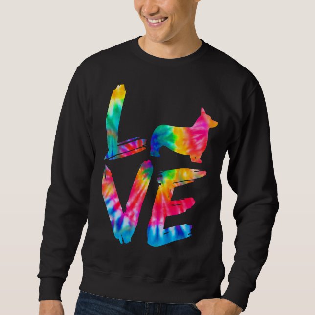Sudadera Corgi Tie Dye Love Dog Mom Dad (Anverso)